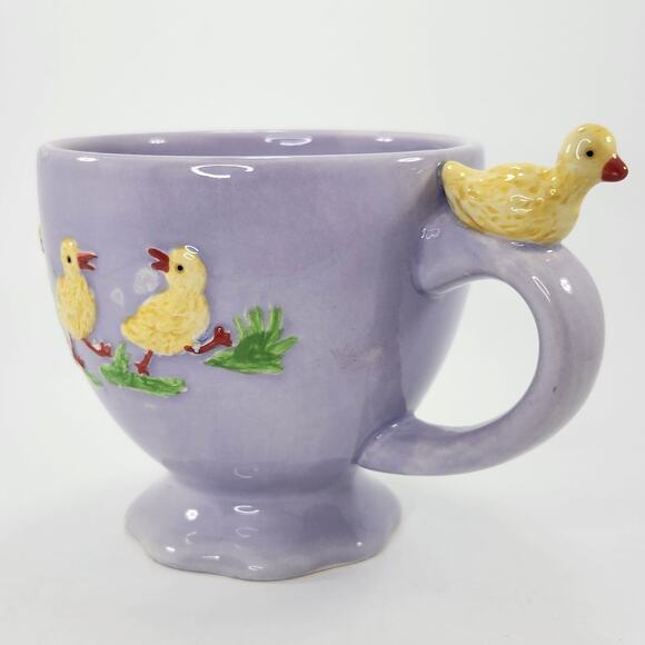 Vintage Global Design Connections Duck Mug | Lavender Purple Ceramic Ducklings - Picture 5 of 10